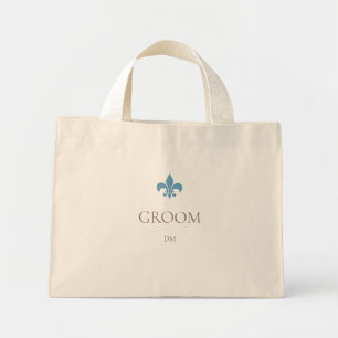Französisch Blue Lilie Groom Initial Monogram Mini Stoffbeutel