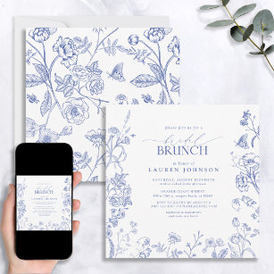 Französisch Blue & White Viktorianisch Floral Brid Einladung