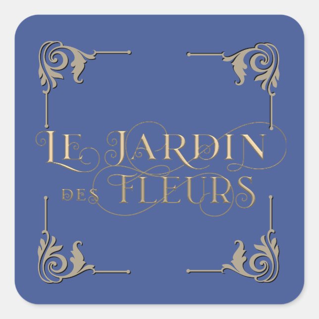 Französisch Blume Garden Jardin des Fleurs Quadratischer Aufkleber (Vorderseite)