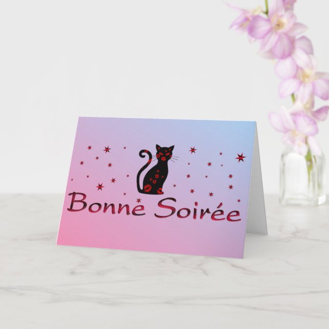 Französisch: Bonne Soiree Grußkarte Karte (Orchidee)