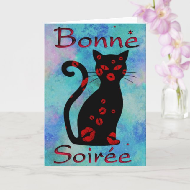 Französisch: Bonne Soiree Grußkarte Karte (Orchidee)