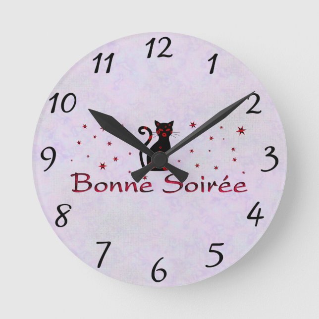 Französisch: Bonne Soiree Runde Wanduhr (Vorderseite)