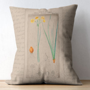 Französisch Botanische Illustration Daffodil Dekokissen