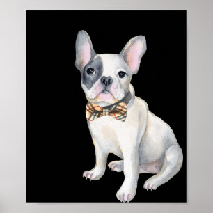 Französisch Bulldog karierte Hunde mit Bogen-Krawa Poster