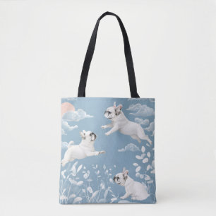 Französisch Bulldog Pastell Farbe Weiße Blume Tasche