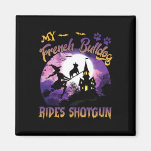 Französisch Bulldog Rides Shotgun Cool Halloween P Magnet