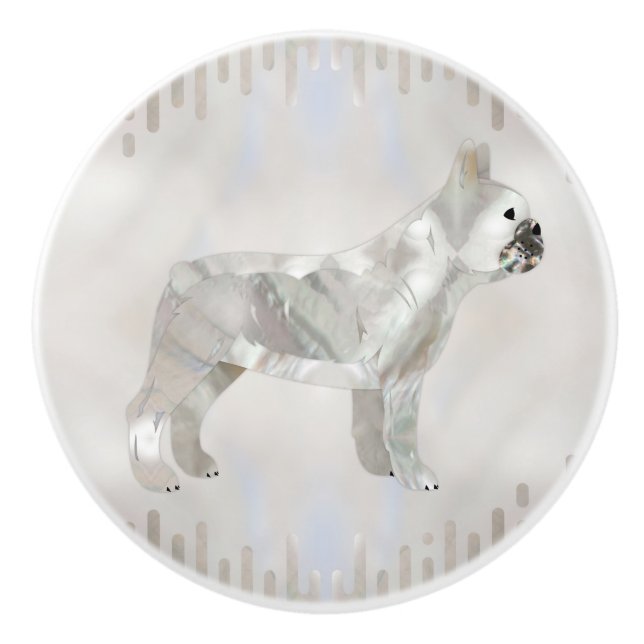 Französisch-Bulldog-Silhouette Keramikknauf (Vorderseite)