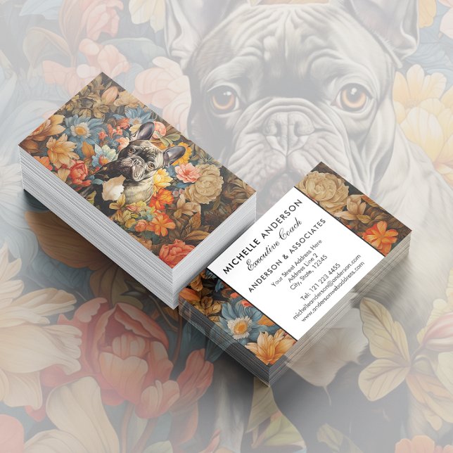 Französisch Bulldog Vintag Floral Visitenkarte (Von Creator hochgeladen)