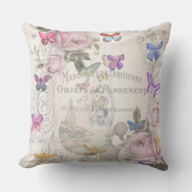 Französisch chic, Land rustikal, florale Muster,Ro Kissen (Vorderseite)