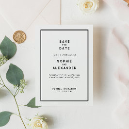 Französisch Chic Minimal Schwarz & Weiß Hochzeit Save The Date
