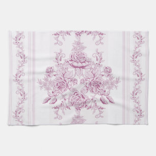 Französisch chic,pink,toile,floral,muster,viktori geschirrtuch