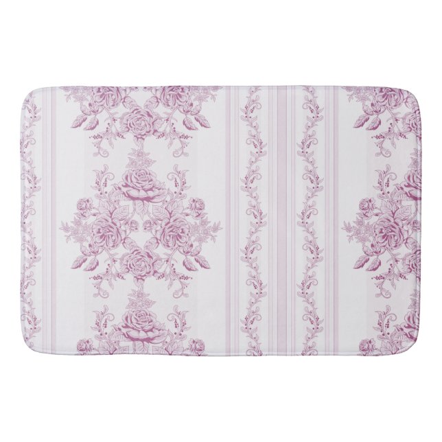 Französisch chic,pink,toile,floral,muster,viktoria badematte (Vorderseite)