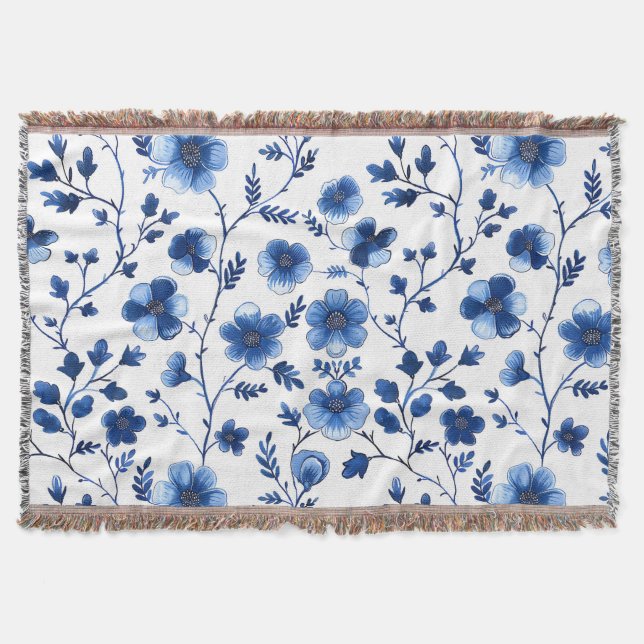 Französisch Cotgecore Blaue Blumenmuster Tissue Pa Decke (Vorderseite)