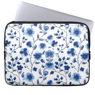 Französisch Cotgecore Blaue Blumenmuster Tissue Pa Laptopschutzhülle
