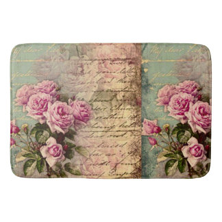 Französisch Country chic, Shabby Chic, rosa Rosen, Badematte