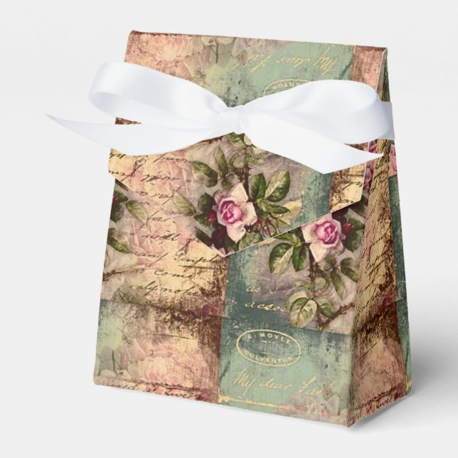 Französisch Country chic, Shabby Chic, rosa Rosen, Geschenkschachtel (Vorderseite)
