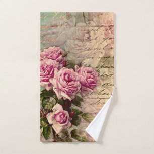 Französisch Country chic, Shabby Chic, rosa Rosen, Handtuch