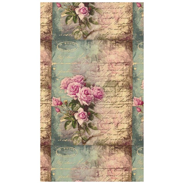 Französisch Country chic, Shabby Chic, rosa Rosen, Tischdecke (Vorderseite)