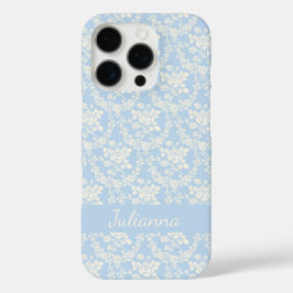 Französisch Country Light Blue Flora Personalisier iPhone 16 Pro Hülle