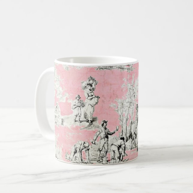 Französisch Country Pink Toile Kaffee Tasse (Vorderseite Links)