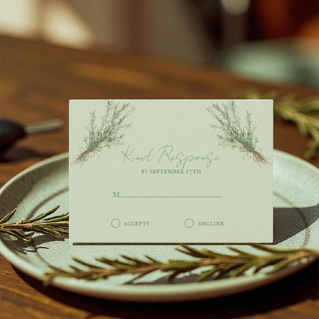 Französisch Country Rosemary Sprigs mit Twine RSVP Karte (Von Creator hochgeladen)