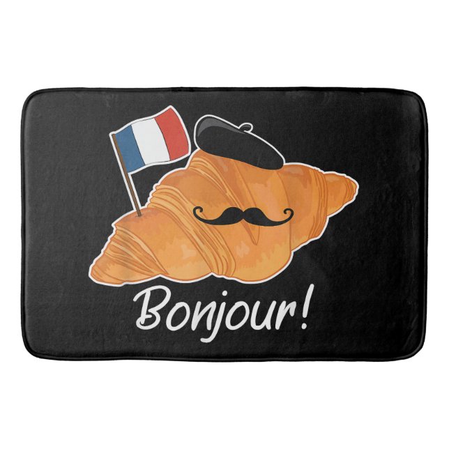Französisch Croissant Lover France Flag Frankophil Badematte (Vorderseite)