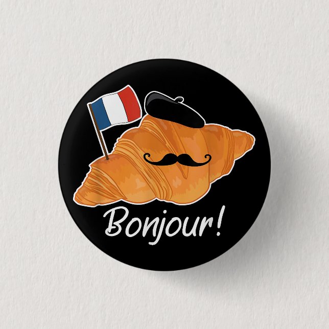 Französisch Croissant Lover France Flag Frankophil Button (Vorderseite)