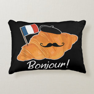Französisch Croissant Lover France Flag Frankophil Dekokissen