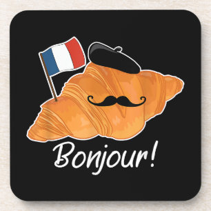 Französisch Croissant Lover France Flag Frankophil Getränkeuntersetzer