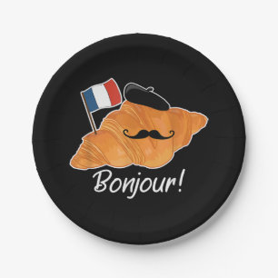 Französisch Croissant Lover France Flag Frankophil Pappteller