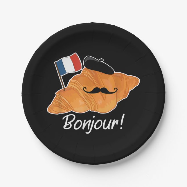 Französisch Croissant Lover France Flag Frankophil Pappteller (Vorderseite)