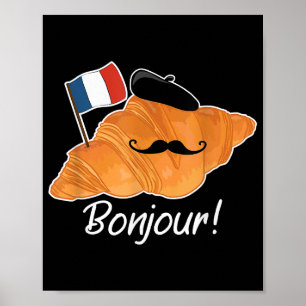 Französisch Croissant Lover France Flag Frankophil Poster