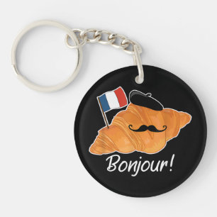 Französisch Croissant Lover France Flag Frankophil Schlüsselanhänger
