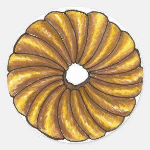 Französisch Cruller Drehung Frühstück Donut Doughn Runder Aufkleber