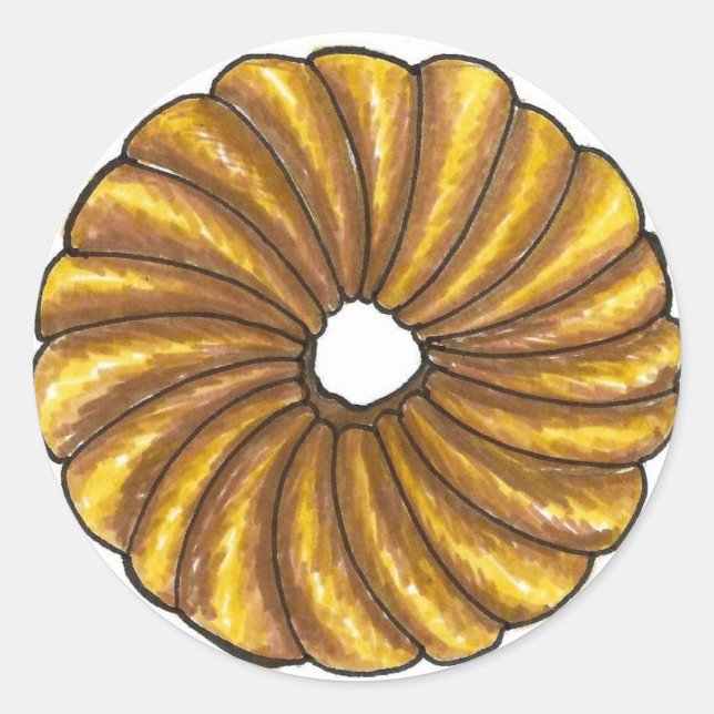 Französisch Cruller Drehung Frühstück Donut Doughn Runder Aufkleber (Vorderseite)