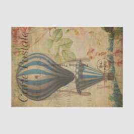 Französisch Ephemera Blue Hot Air Ballon Decoupage Seidenpapier