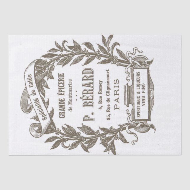 Französisch Ephemera Épicerie Märkte Küche Seidenpapier (Vorderseite)
