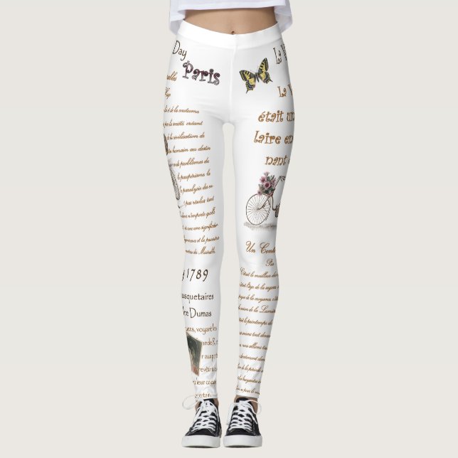 Französisch Ephemera ~ Skript ~ Handwriting ~ Pari Leggings (Vorderseite)
