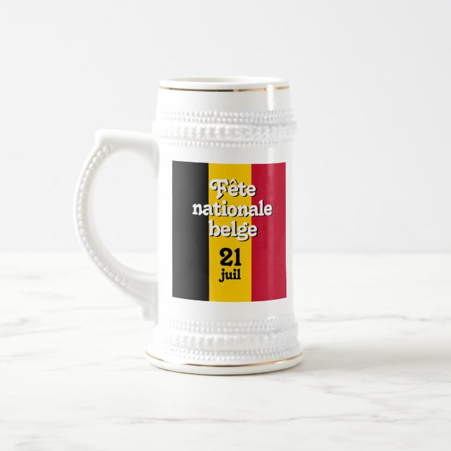 Französisch-Fête nationale belge belgische Flagge Bierglas (Links)