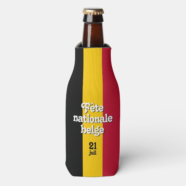 Französisch-Fête nationale belge belgische Flagge Flaschenkühler (Flaschenvorderseite)