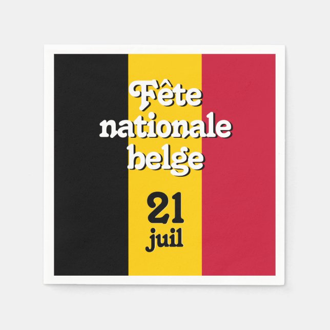 Französisch-Fête nationale belge belgische Flagge Serviette (Vorderseite)