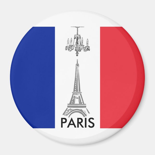 Französisch Flagge Eiffelturm Paris Themed Magnet (Vorne)