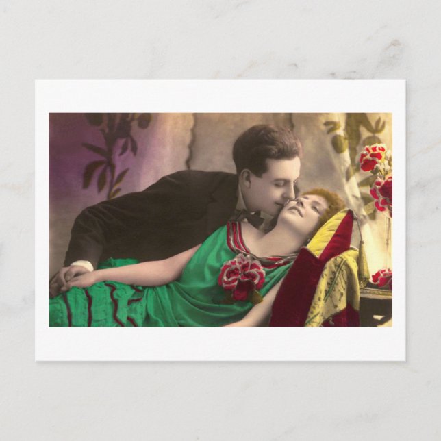 Französisch Flirt - Romantisches Vintag Postkarte (Vorderseite)