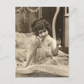 Französisch Flirt - Vintages Pinup Girl Postkarte