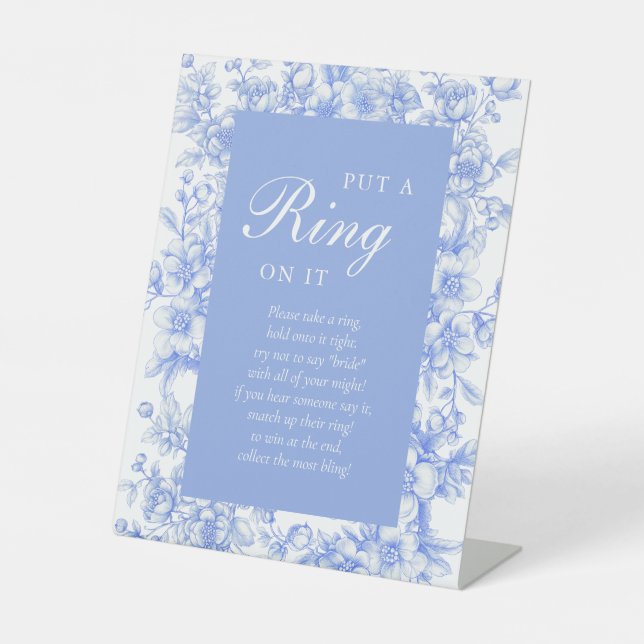 Französisch floral etwas Blau setzt Ring auf Sockelschild (Vorderseite)