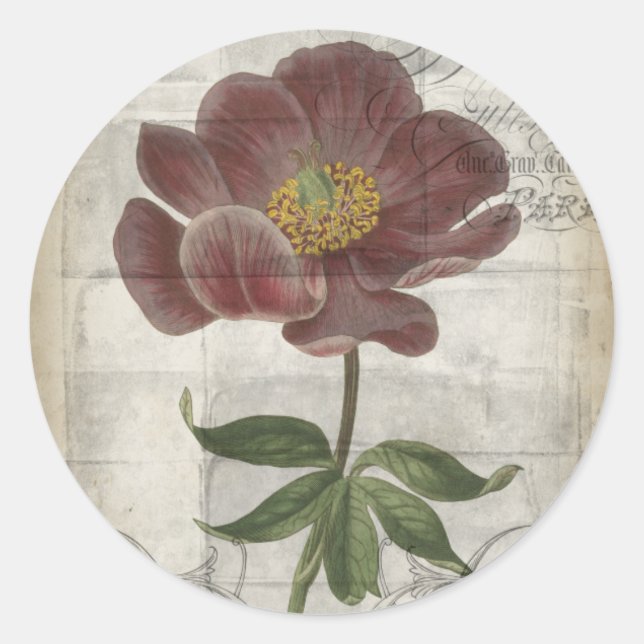 Französisch-Floral I Runder Aufkleber (Vorderseite)