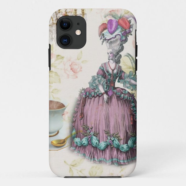 Französisch floral Paris Teezeremonie Party Marie  Case-Mate iPhone Hülle (Rückseite)