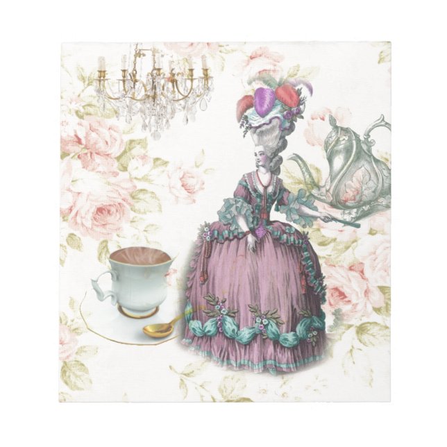Französisch floral Paris Teezeremonie Party Marie  Notizblock (Vorderseite)