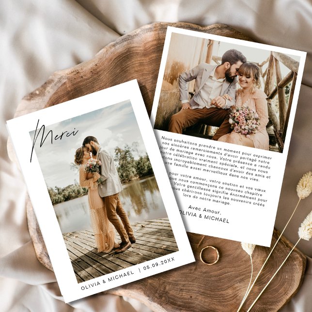 Französisch Français Wedding Vielen Dank Foto Mini Einladung (Von Creator hochgeladen)