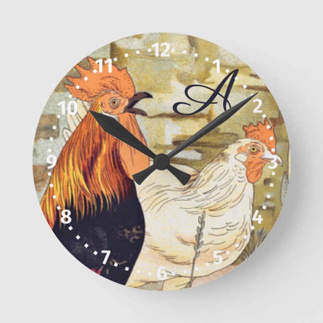 Französisch-Französisch-Country farbenfrohe Rooste Runde Wanduhr (Vorderseite)